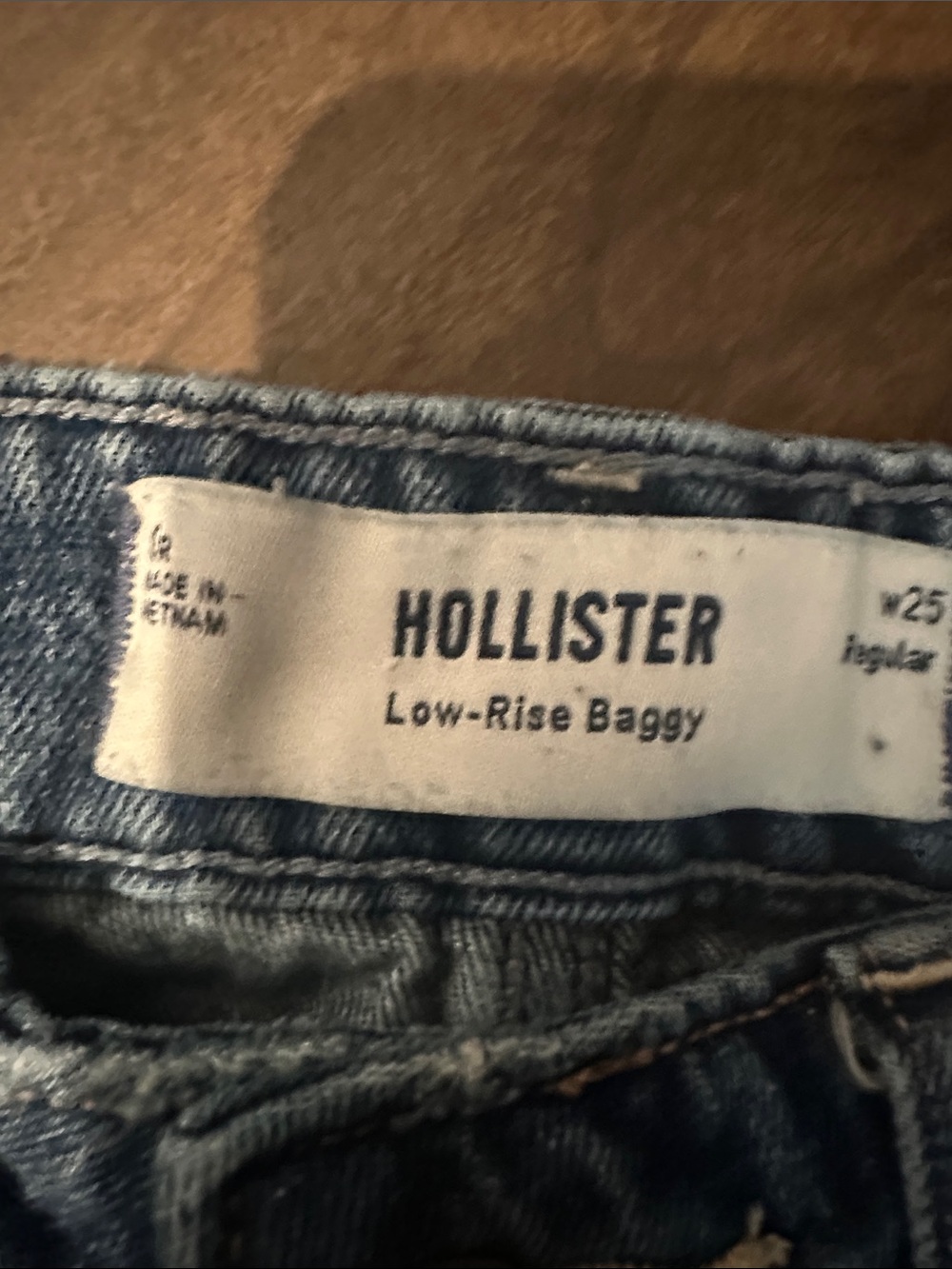Women’s Hollister distressed low rise Baggy Blue Jeans 0R/25 - Picture 5 of 5